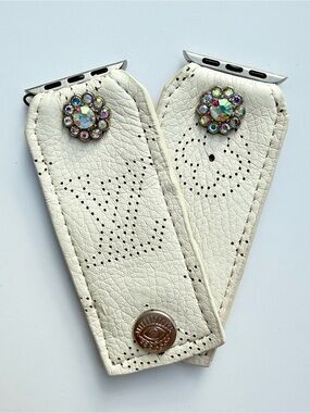 Watch Me Creations Authentic Upcycled LV Mahina Cream Apple Watch Band